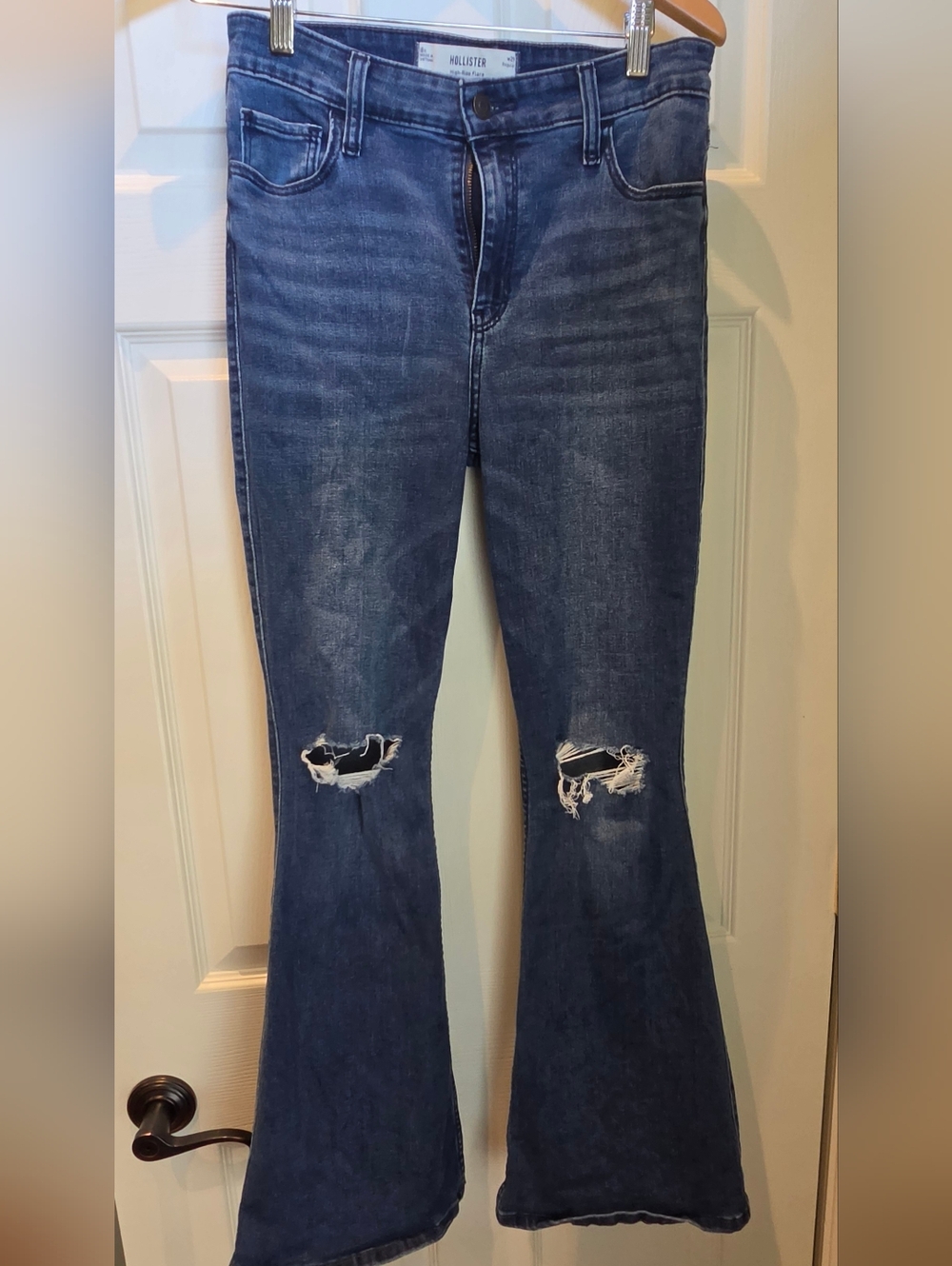 Hollister Dark Blue Distressed Flare Jeans